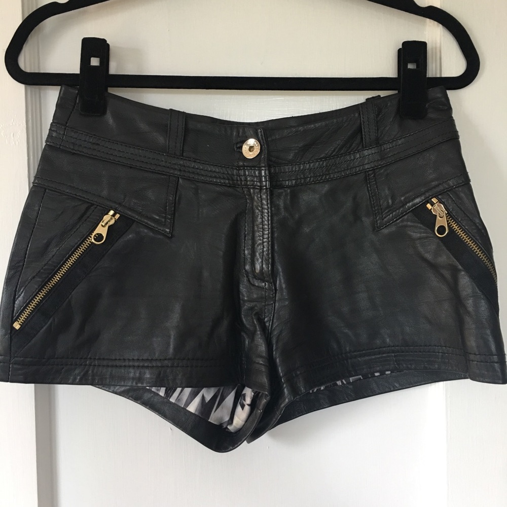Ted Baker black leather shorts